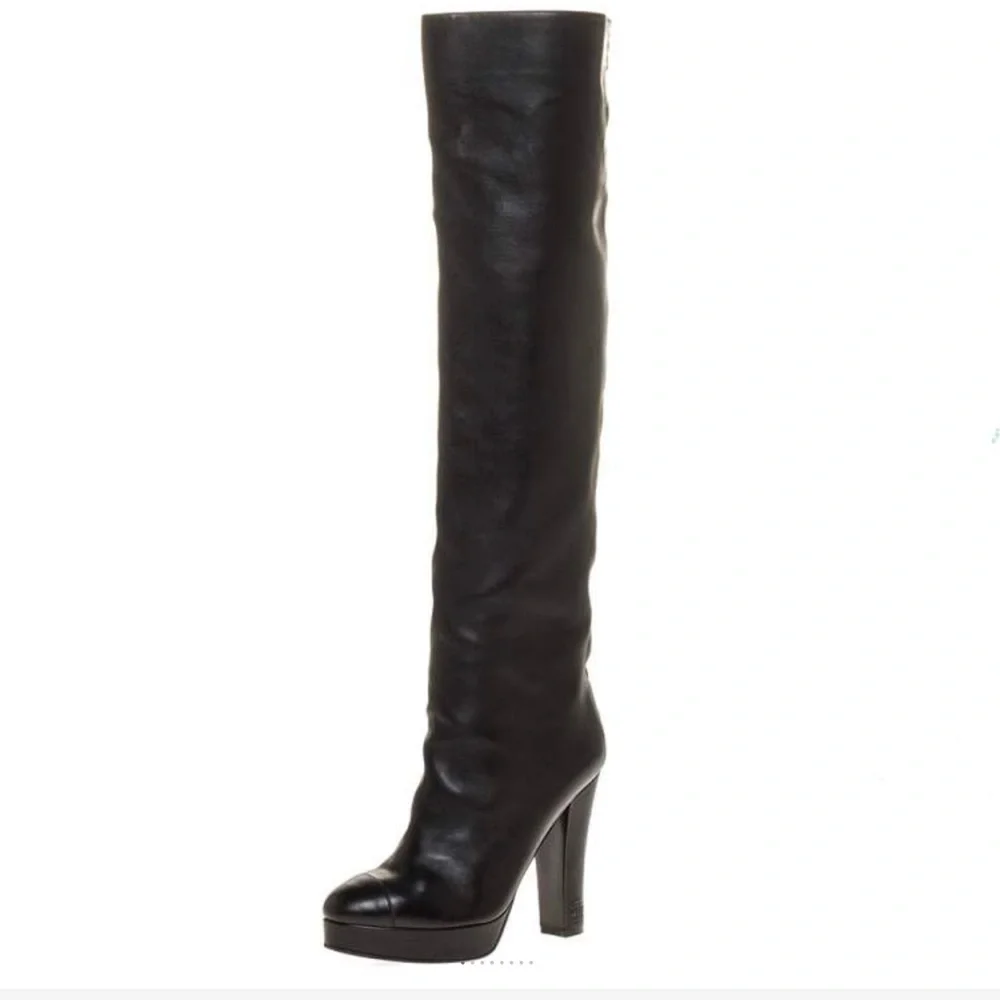 Chanel Cap Toe Over the Knee Platform Boots - Picture 5 of 16